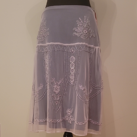 Silver Embellished A-line Midi Skirt - Picture 1 of 7